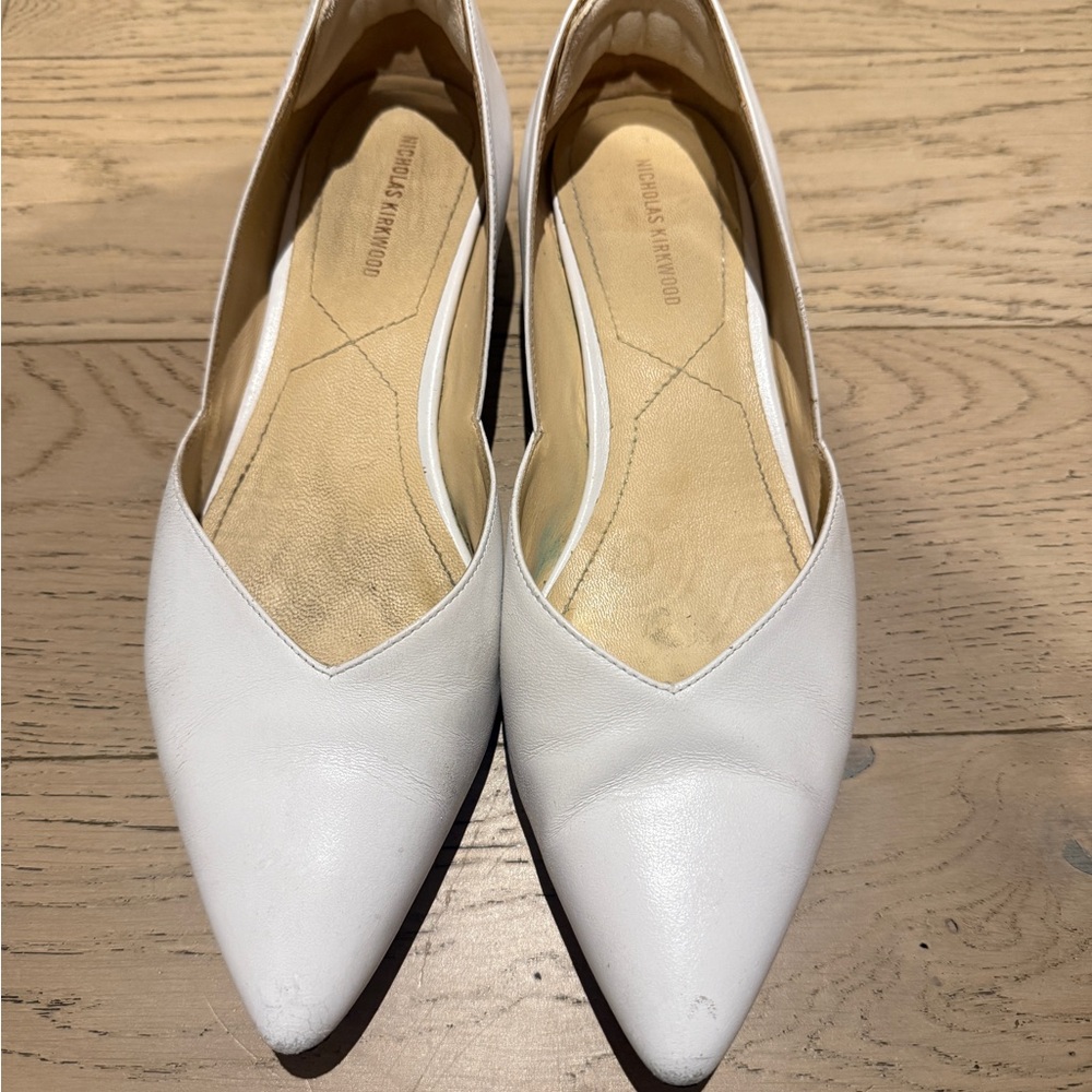 Nicholas Kirkwood White Pointed Flats